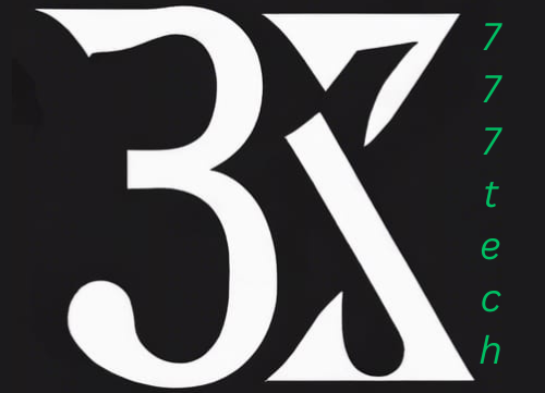Black background with white '3X' logo and '777 tech' text on the right.