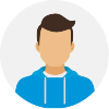 Placeholder icon of a person with a blue shirt