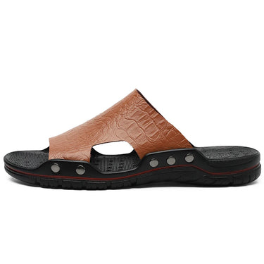 Plus Size Genuine Leather Men Slippers Fashion Fretwork Men Sandals Concise Sandalias Light 6 Colors Summer Footwear