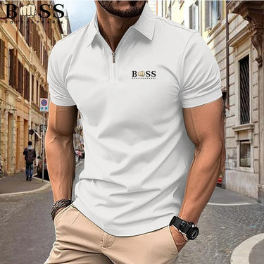 Summer Men's Casual Polo Shirt - Short Sleeved, Printed Collar, Fashionable Business Sporty T-Shirt
