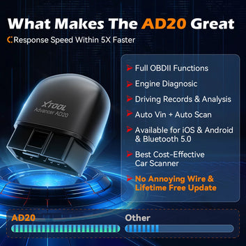 XTOOL Advancer AD20 Mini Bluetooth 5.0 OBD2 Scanner Full obd2 Functions Car Diagnostic Scan Tool Read/Clear fault code Universal