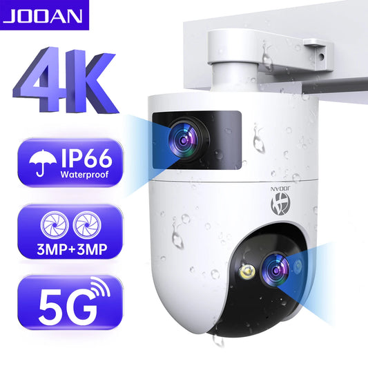 JOOAN 6MP 4K PTZ WiFi IP Camera 5G WIFI Dual Lens Outdoor Waterproof Security Camera Color Night AI Tracking CCTV Surveillance