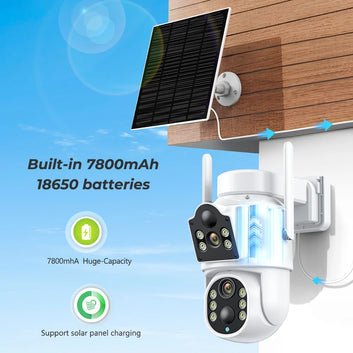 8MP 4K Solar Wifi Outdoor Camera Dual Lens ICSEE Wireless Home Surveillance Camera 7800mAh Battery 365 Days Standby Security CAM