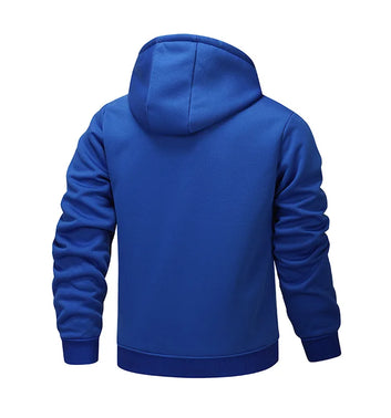 ‌Blue Fleece-Lined Hoodie Jacket for Men - Warm, Comfortable, Casual Style‌ Male Coat. Size M-5XL 6XL