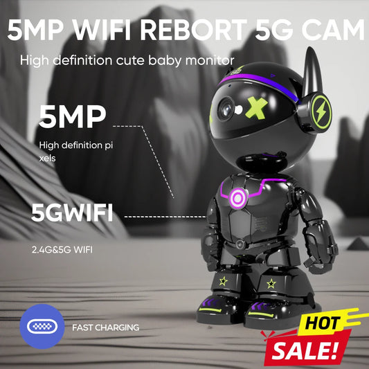 5MP PTZ WIFI IP Camera Wireless Home Security Robot Camera 360° Two Way Audio Auto Tracking Invisible Lens Indoor Baby Monitor