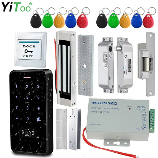 YiToo Fully Waterproof Door Access Control System Kit, 3000 Users Smart Keyboard with Electric Locks and Professional Power Unit
