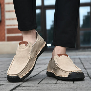 Handmade Leather Men Shoes Casual Comfortable Slip On Loafers Men Leather Shoes Flats Moccasins Walking Shoes