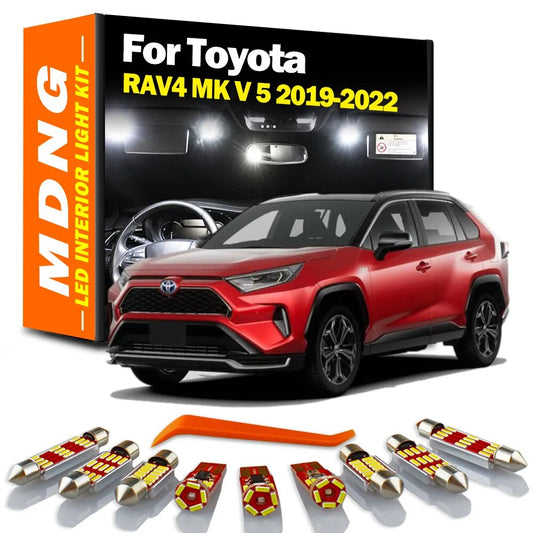 MDNG 8Pcs For Toyota RAV4 MK V 5 2019 2020 2021 2022 Vehicle Lamp LED Interior Dome Map Trunk Light Kit Car Led Bulbs Canbus