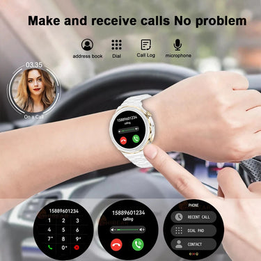 2024 New ECG+PPG SmartWatch Ladies Full Touch Screen Heart Rate Sports Fitness Watch Voice Call Waterproof Smart Watch Women+Box