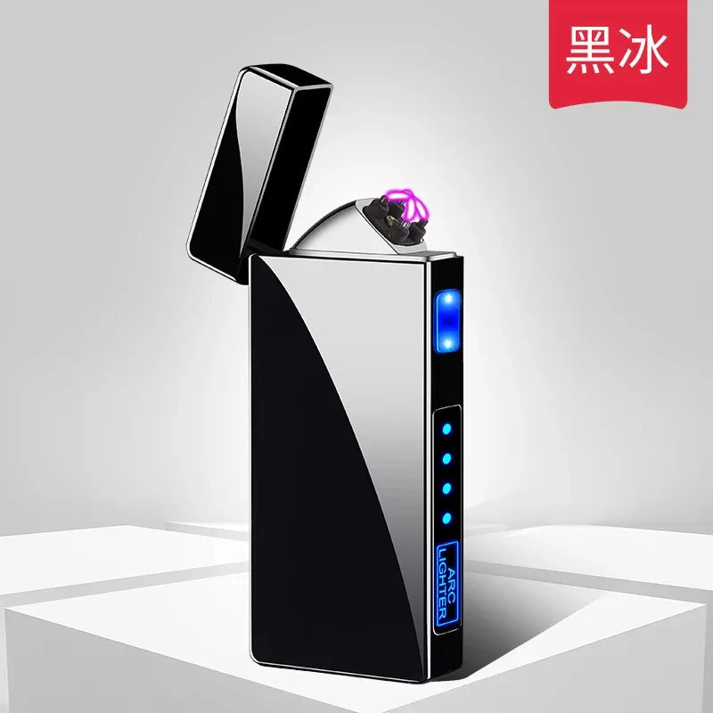 2023New USB Metal Double Arc Windproof Plasma Lighter, Touch Induction Lighter, LED Display Screen, High-end Gifts for Men