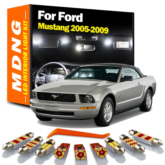 MDNG 8Pcs LED Bulbs Interior Dome Map Trunk License Plate Light Kit For Ford Mustang 2005 2006 2007 2008 2009 Car Accessories