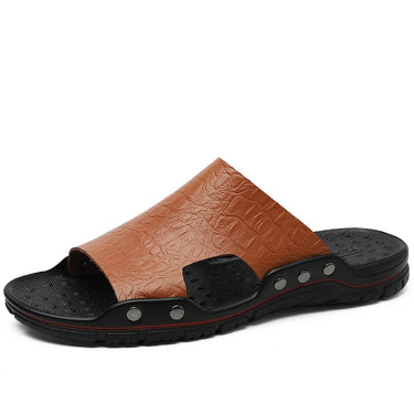 Plus Size Genuine Leather Men Slippers Fashion Fretwork Men Sandals Concise Sandalias Light 6 Colors Summer Footwear