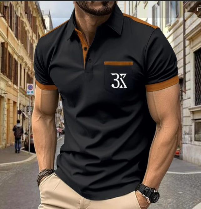 Summer Men's Casual Polo Shirt - Short Sleeved, Printed Collar, Fashionable Business Sporty T-Shirt