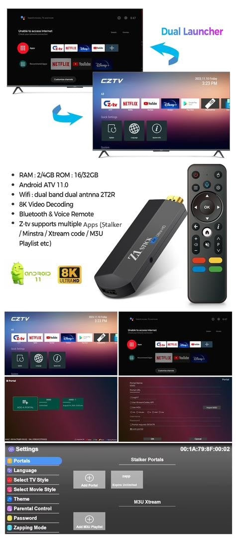 Android 11 Google TV Stick 4K, HDMI, 2.4/5g WIFI, Voice Remote, USB Port  - Stream Live TV, Sports, Movies Supports  Stalker, Xtream  Code, Minstra, M3U Playlist