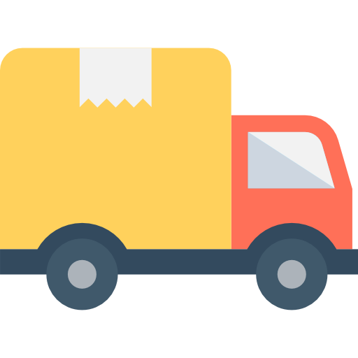 Illustration of a yellow truck with a red cab on a white background
