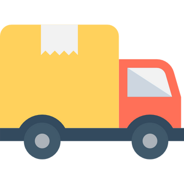 Illustration of a yellow truck with a red cab on a white background