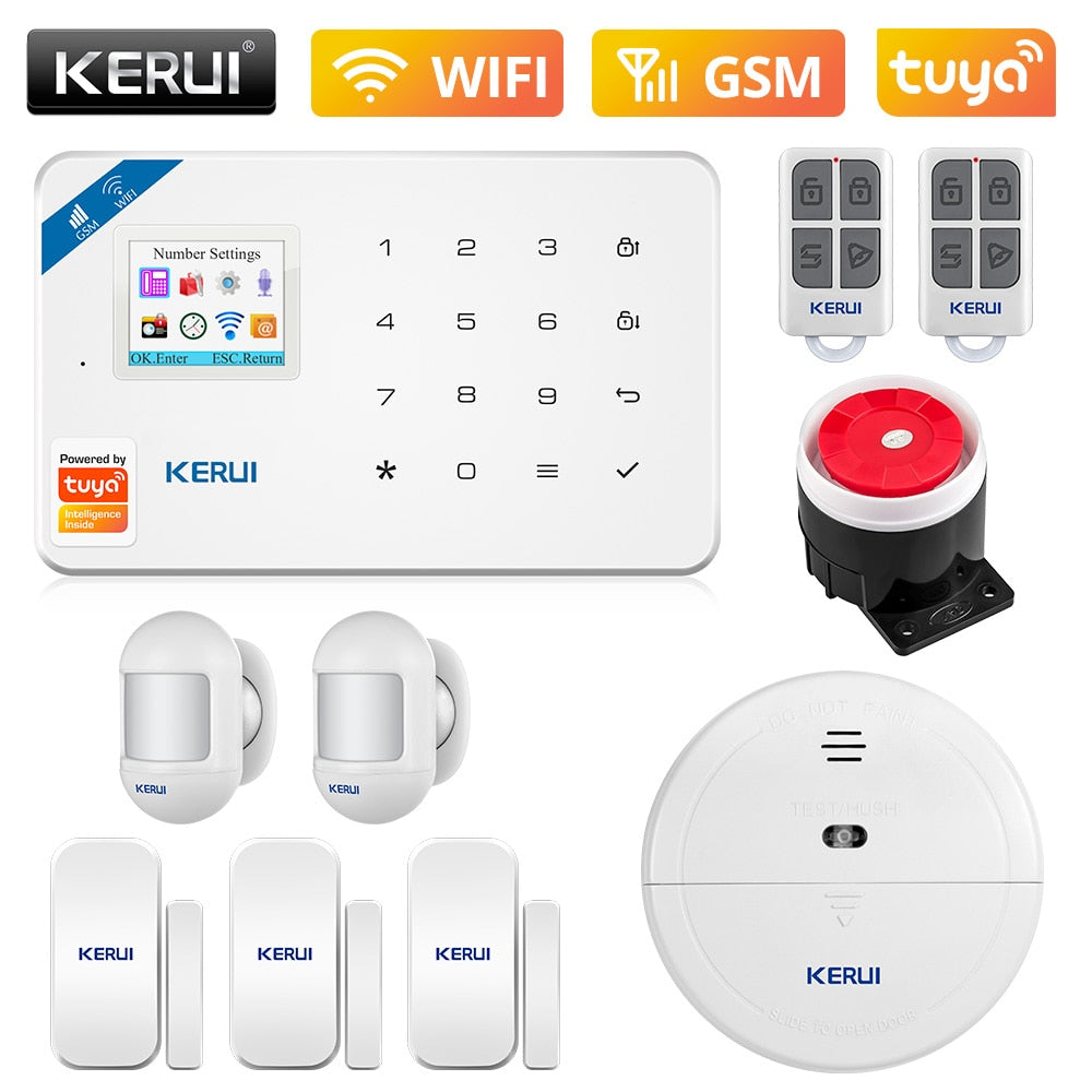 KERUI W181 WIFI GSM Home Security Tuya Smart Alarm System APP Control Wireless Door Sensor PIR Motion Detector Burglar Alarm Kit