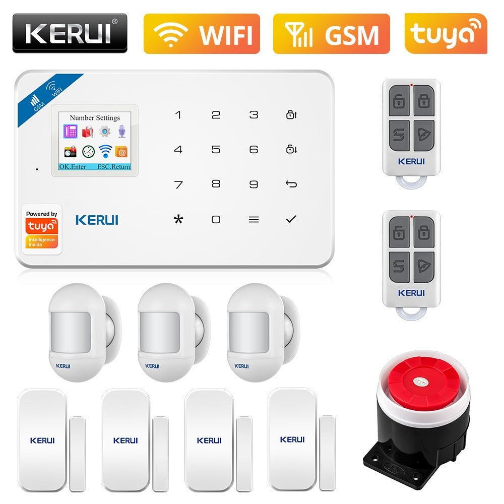 KERUI W181 WIFI GSM Home Security Tuya Smart Alarm System APP Control Wireless Door Sensor PIR Motion Detector Burglar Alarm Kit