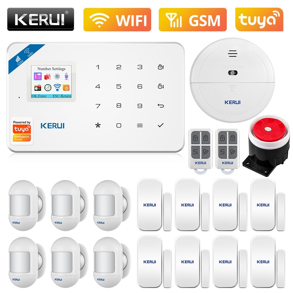 KERUI W181 WIFI GSM Home Security Tuya Smart Alarm System APP Control Wireless Door Sensor PIR Motion Detector Burglar Alarm Kit