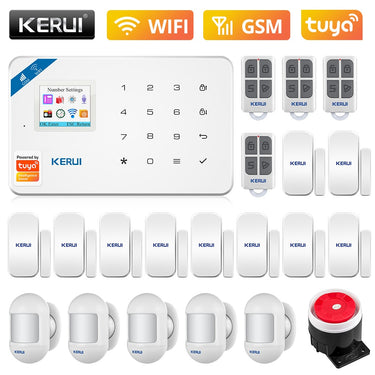 KERUI W181 WIFI GSM Home Security Tuya Smart Alarm System APP Control Wireless Door Sensor PIR Motion Detector Burglar Alarm Kit