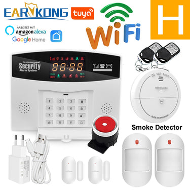 Wifi GSM Alarm System Wireless Wired Detector Alarm Tuya Smart Home Security System Keyboard Screen Compatible Alexa Google Home
