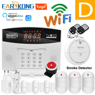 Wifi GSM Alarm System Wireless Wired Detector Alarm Tuya Smart Home Security System Keyboard Screen Compatible Alexa Google Home